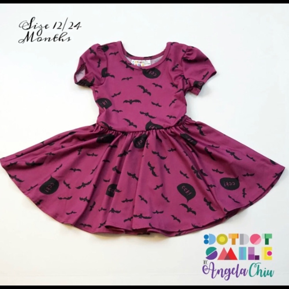 Dotdotsmile purple bat cap dress size 12/24 months